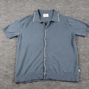 NN07 Shirt Mens Large Nolan Polo Blue Knit Button Up Casual Old Money Preppy